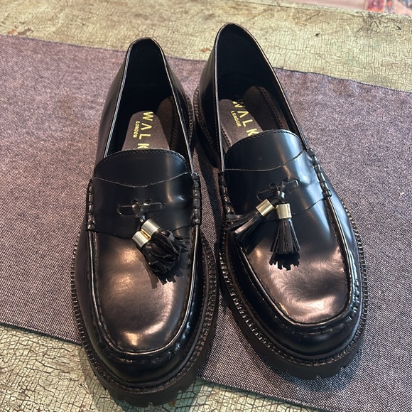 Walk London black chunky campus tassel loafers Size UK8/US10 - Picture 3 of 6